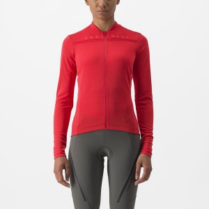 Castelli ANIMA 4 LONG SLEEVE レディース ユニフォーム 赤 | 489573-VEG