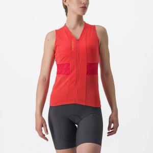 Castelli ANIMA 4 SLEEVELESS レディース ユニフォーム オレンジ | 824193-FTK