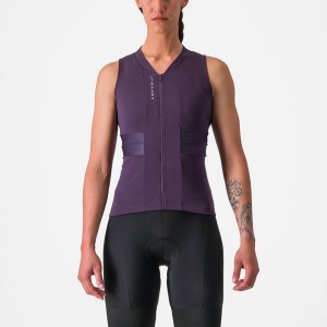 Castelli ANIMA 4 SLEEVELESS レディース ユニフォーム 紫 白 | 652183-UCX