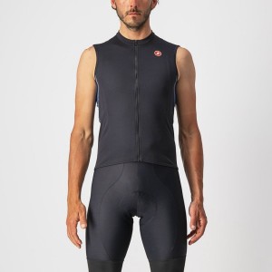 Castelli ENTRATA VI SLEEVELESS メンズ ユニフォーム 黒 ライトグレー 青 | 302748-DIO