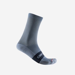 Castelli ESPRESSO 15 メンズ ソックス ライトグレー 青 | 438590-MVW