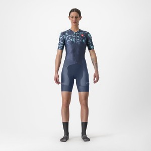 Castelli FREE SANREMO 2 W SHORT SLEEVE レディース スーツ 青 ライトターコイズ | 169350-GNO