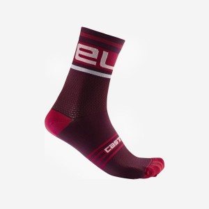 Castelli PROLOGO 15 メンズ ソックス ボルドー 白 | 537964-TNS