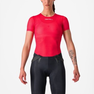 Castelli PRO MESH W SHORT SLEEVE レディース ベースレイヤー 赤 | 453871-AJT