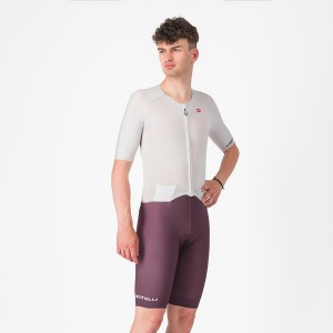 Castelli SANREMO BTW X2 メンズ スピードスーツ シルバー グレー ボルドー | 298714-JFL