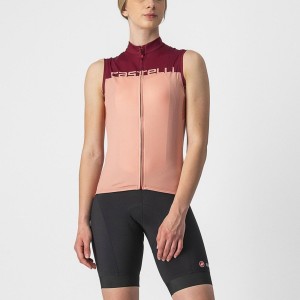 Castelli VELOCISSIMA SLEEVELESS レディース ユニフォーム ピンク ボルドー | 065138-PIL