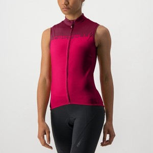 Castelli VELOCISSIMA SLEEVELESS レディース ユニフォーム 赤 ボルドー | 603758-TEZ