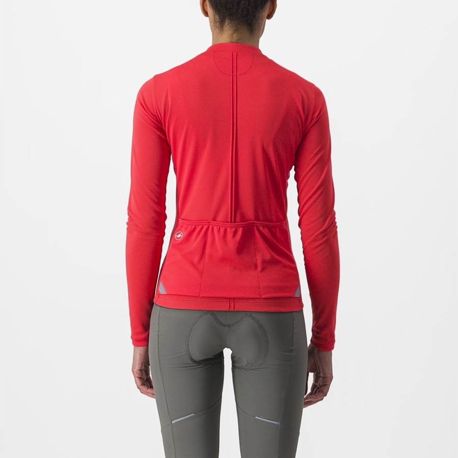 Castelli ANIMA 4 LONG SLEEVE レディース ユニフォーム 赤 | 489573-VEG