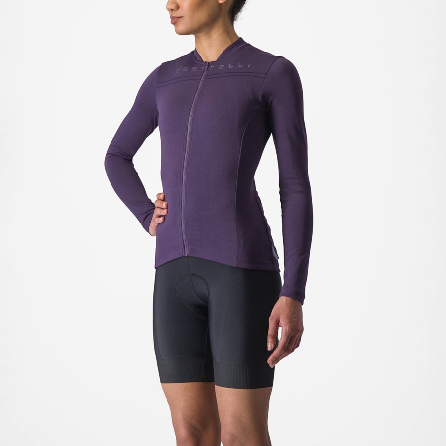 Castelli ANIMA 4 LONG SLEEVE レディース ユニフォーム 紫 | 970623-UPM