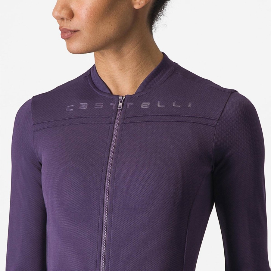 Castelli ANIMA 4 LONG SLEEVE レディース ユニフォーム 紫 | 970623-UPM