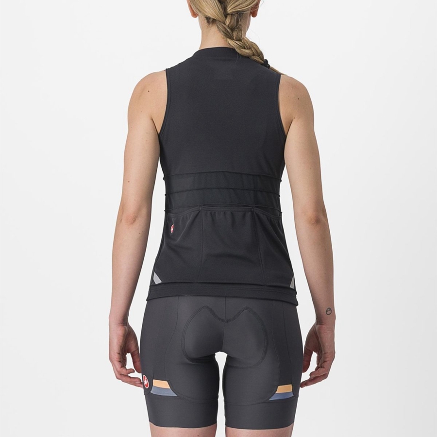 Castelli ANIMA 4 SLEEVELESS レディース ユニフォーム 黒 白 | 261059-IBX