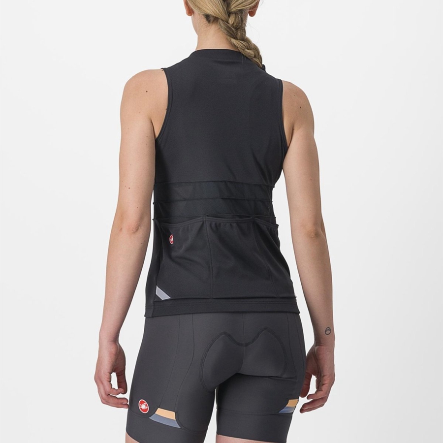 Castelli ANIMA 4 SLEEVELESS レディース ユニフォーム 黒 白 | 261059-IBX