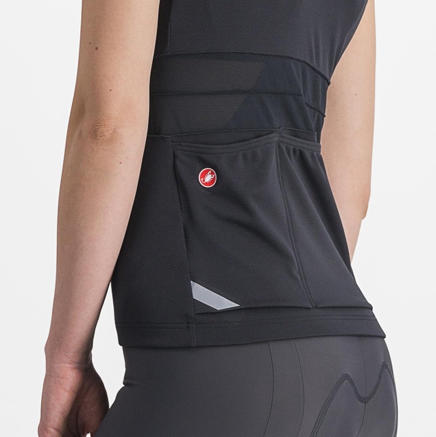 Castelli ANIMA 4 SLEEVELESS レディース ユニフォーム 黒 白 | 261059-IBX