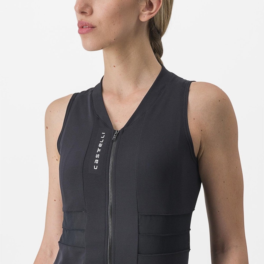 Castelli ANIMA 4 SLEEVELESS レディース ユニフォーム 黒 白 | 261059-IBX