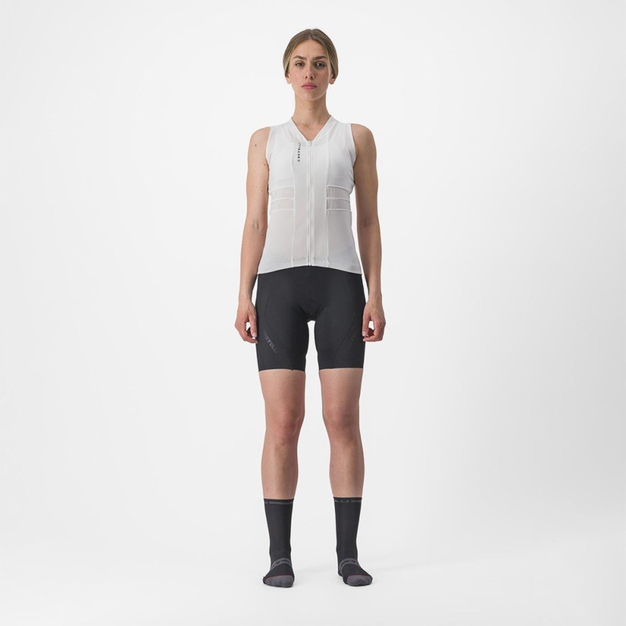 Castelli ANIMA 4 SLEEVELESS レディース ユニフォーム 白 黒 | 379168-KID