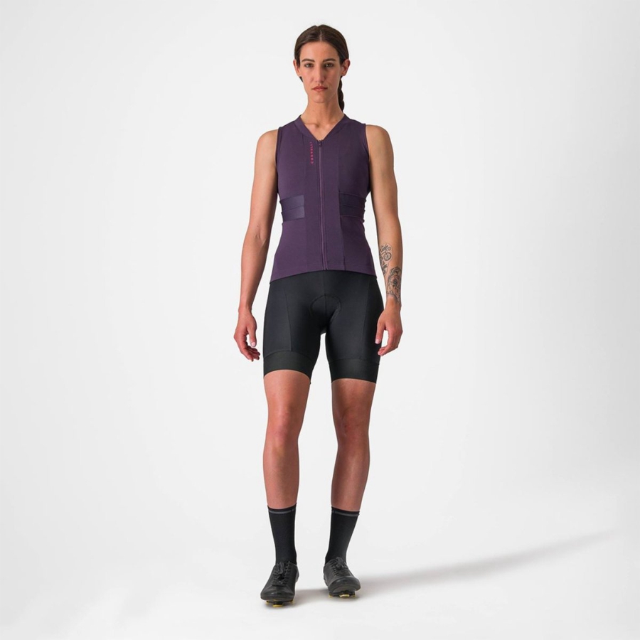 Castelli ANIMA 4 SLEEVELESS レディース ユニフォーム 紫 白 | 652183-UCX