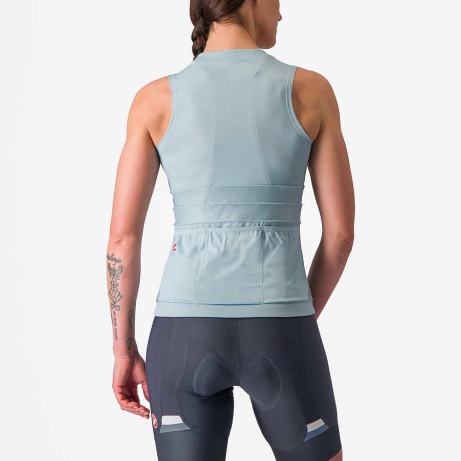 Castelli ANIMA 4 SLEEVELESS レディース ユニフォーム 青 暗グレー 青 | 740892-VBA