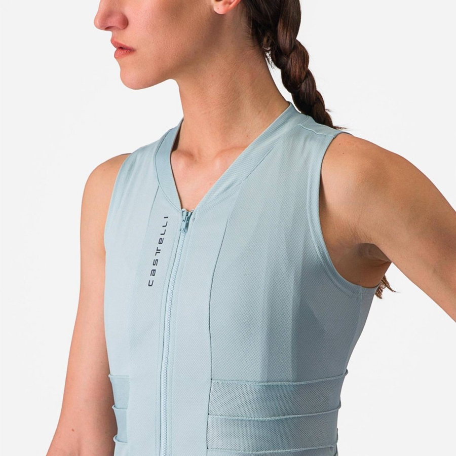 Castelli ANIMA 4 SLEEVELESS レディース ユニフォーム 青 暗グレー 青 | 740892-VBA