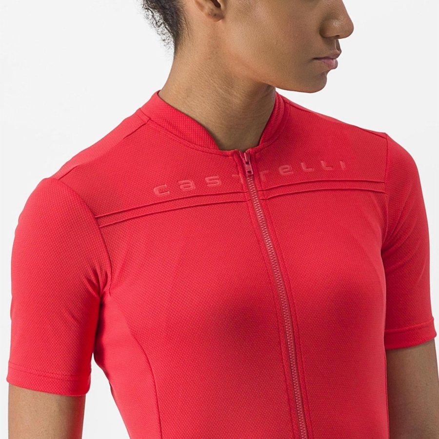 Castelli ANIMA 4 レディース ユニフォーム 赤 | 902685-IRY