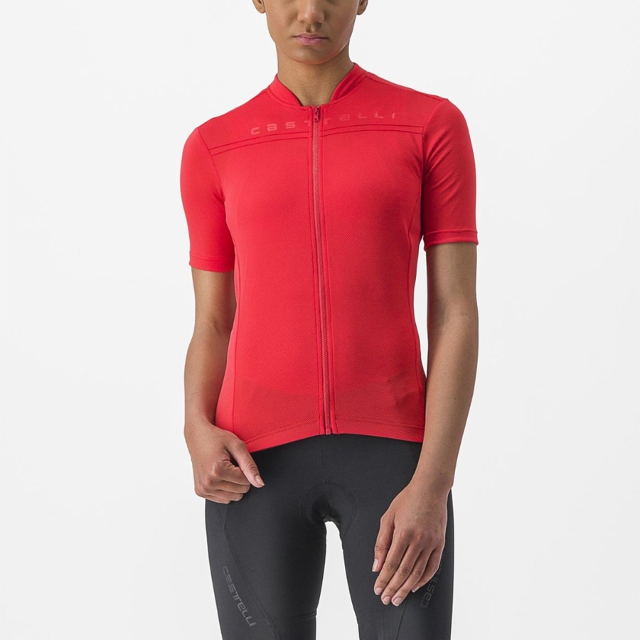 Castelli ANIMA 4 レディース ユニフォーム 赤 | 902685-IRY