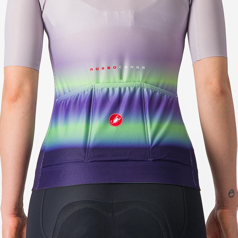 Castelli CLIMBER'S 4.0 W レディース ユニフォーム 紫 白 緑 暗紫 | 821496-VSK