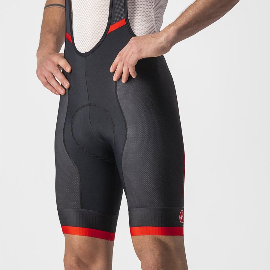 Castelli COMPETIZIONE KIT メンズ ビブショーツ 黒 赤 | 371084-OJP