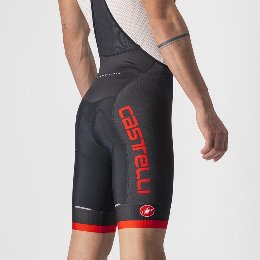 Castelli COMPETIZIONE KIT メンズ ビブショーツ 黒 赤 | 371084-OJP