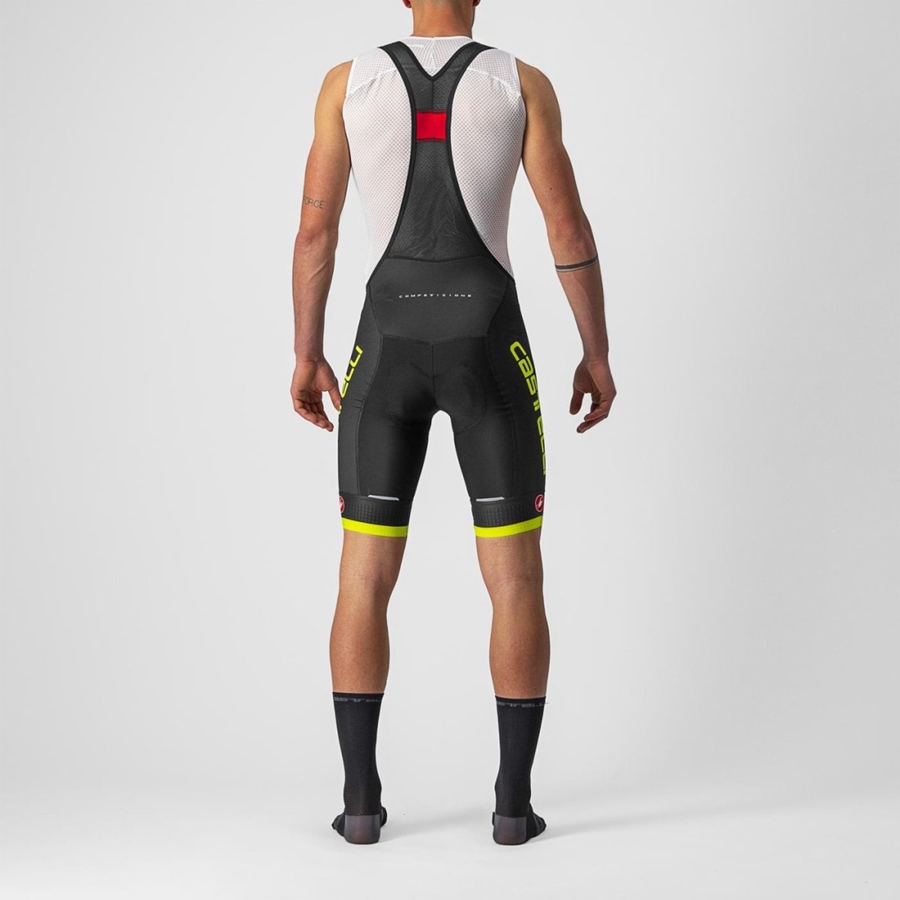 Castelli COMPETIZIONE KIT メンズ ビブショーツ 黒 ライト緑 | 406938-VED