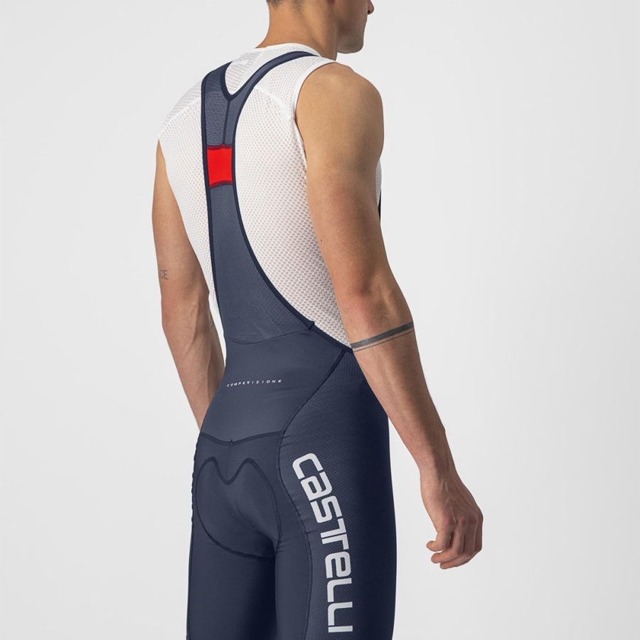 Castelli COMPETIZIONE KIT メンズ ビブショーツ 青 白 シルバー | 392764-ZQX