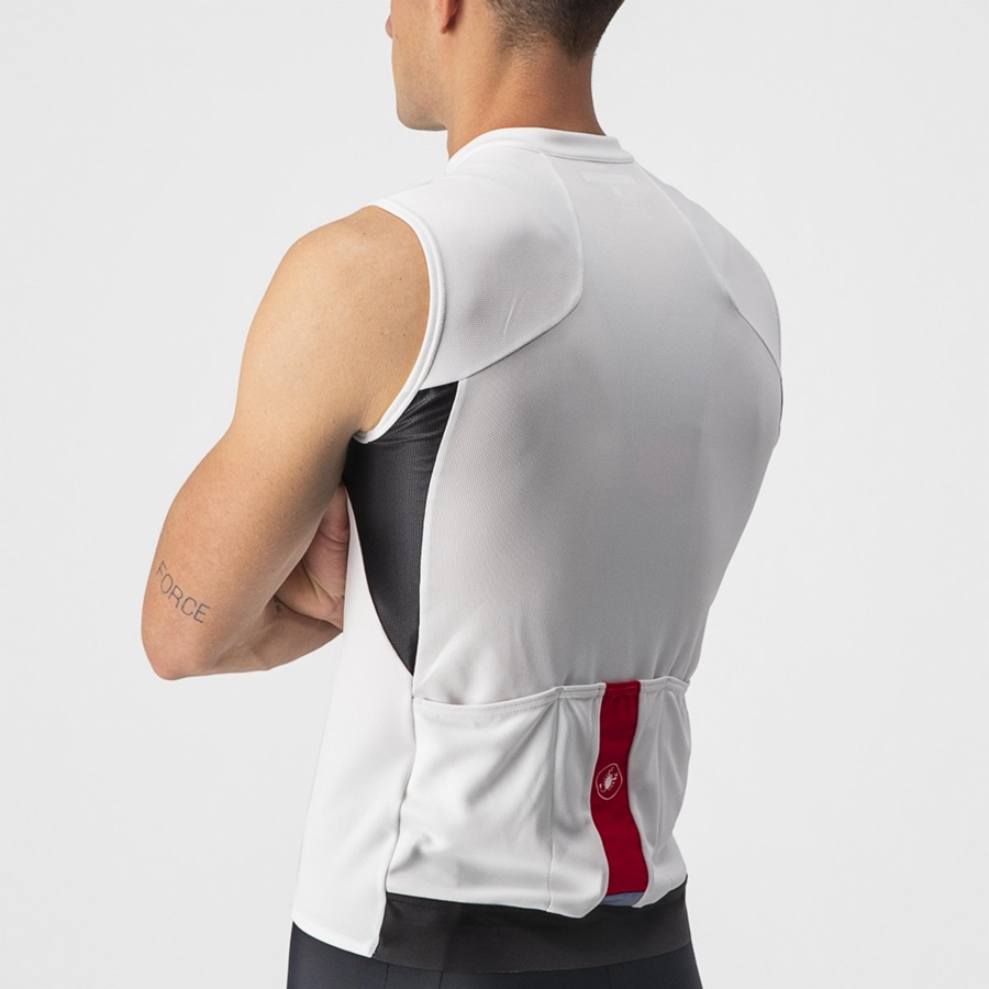 Castelli ENTRATA VI SLEEVELESS メンズ ユニフォーム 白 黒 赤 | 084915-YBD