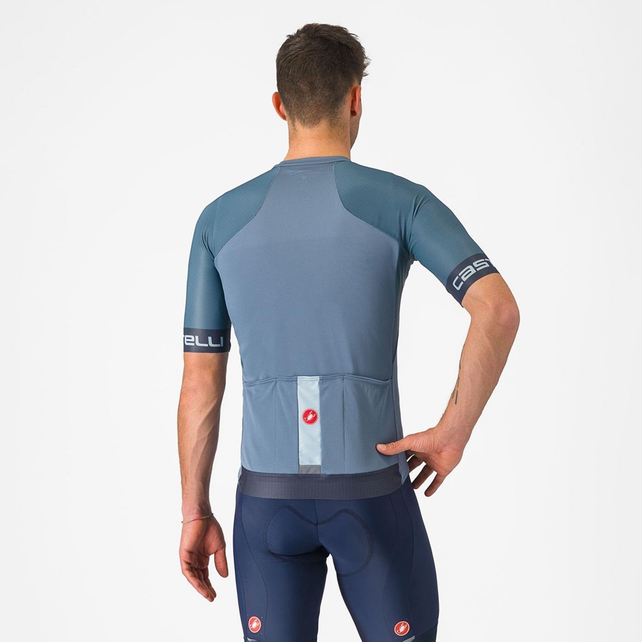 Castelli ENTRATA VI メンズ ユニフォーム ライトグレー 青 暗グレー | 358269-BYT