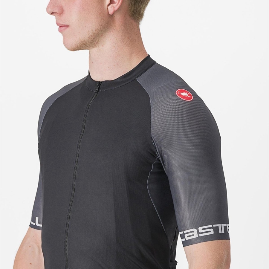 Castelli ENTRATA VI メンズ ユニフォーム 黒 暗グレー シルバー | 610847-GNO