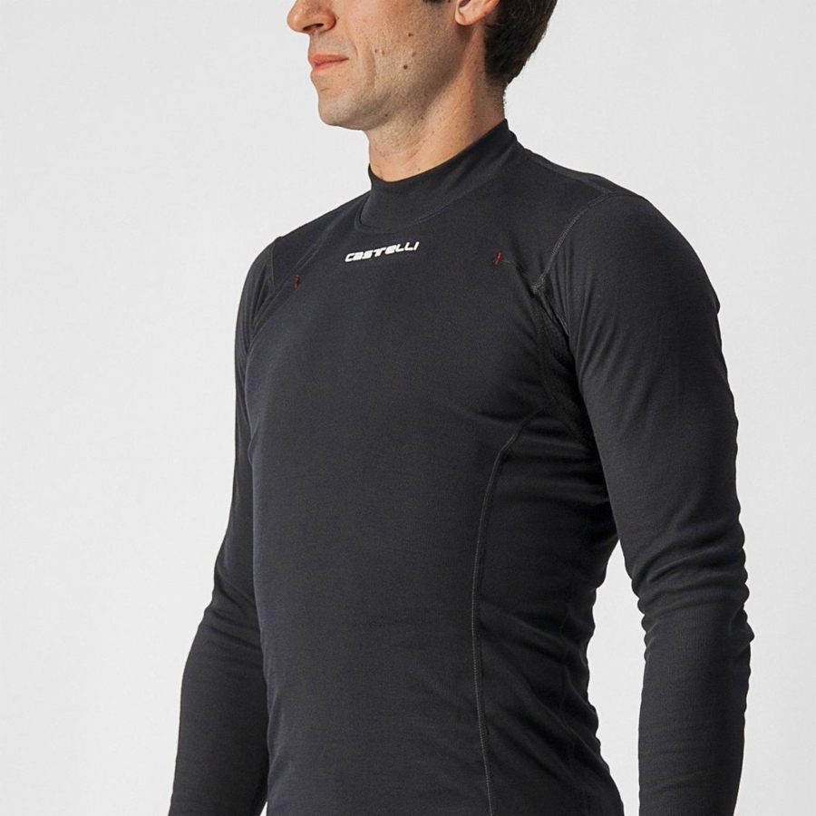 Castelli FLANDERS WARM LONG SLEEVE メンズ ベースレイヤー 黒 | 041725-JFU