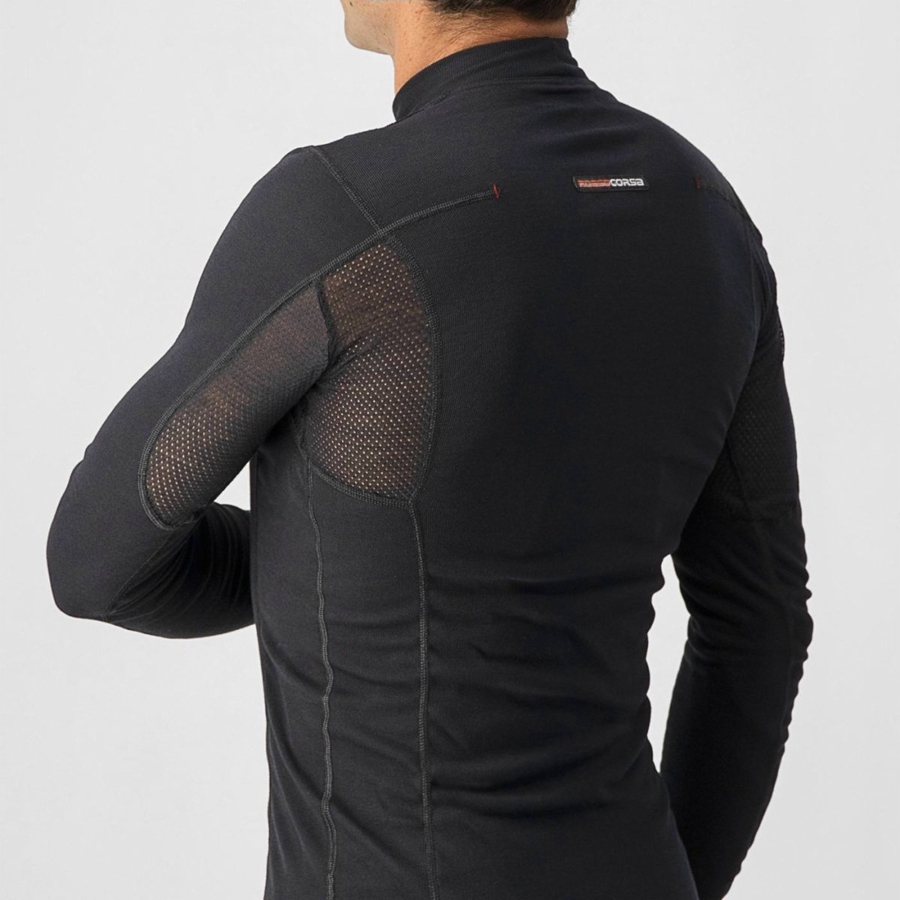 Castelli FLANDERS WARM LONG SLEEVE メンズ ベースレイヤー 黒 | 041725-JFU