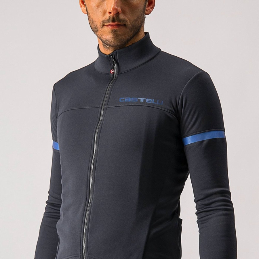 Castelli FONDO 2 FZ メンズ ユニフォーム 黒 青 | 654930-LIS