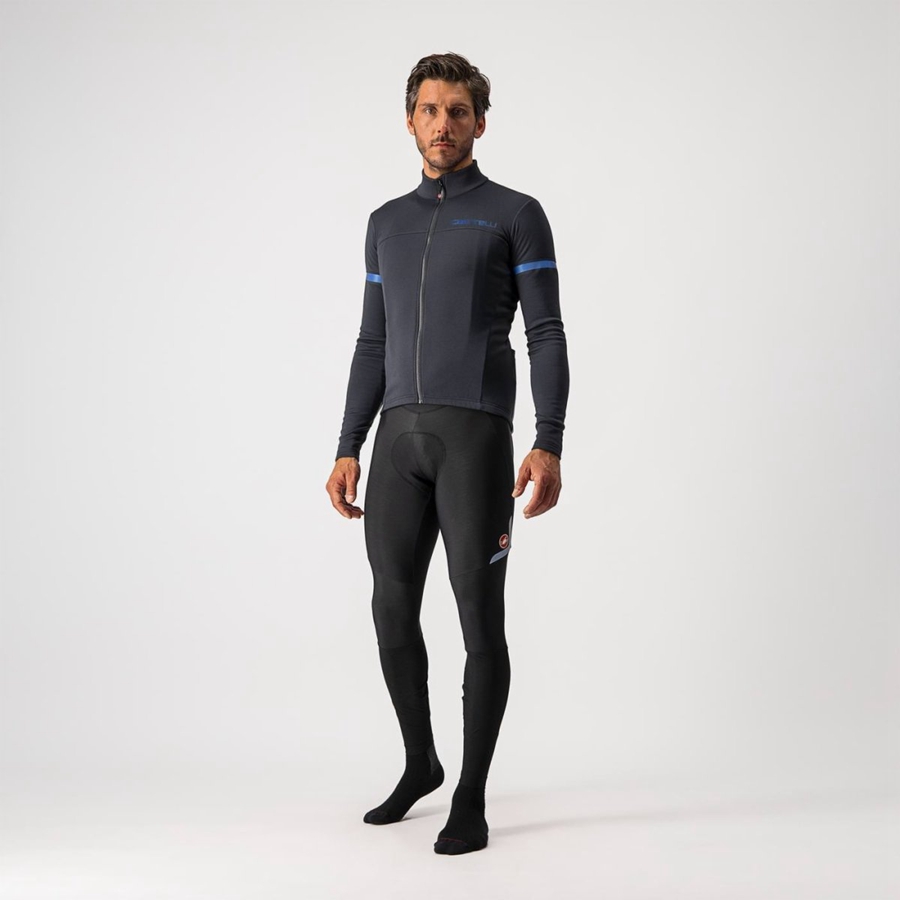 Castelli FONDO 2 FZ メンズ ユニフォーム 黒 青 | 654930-LIS