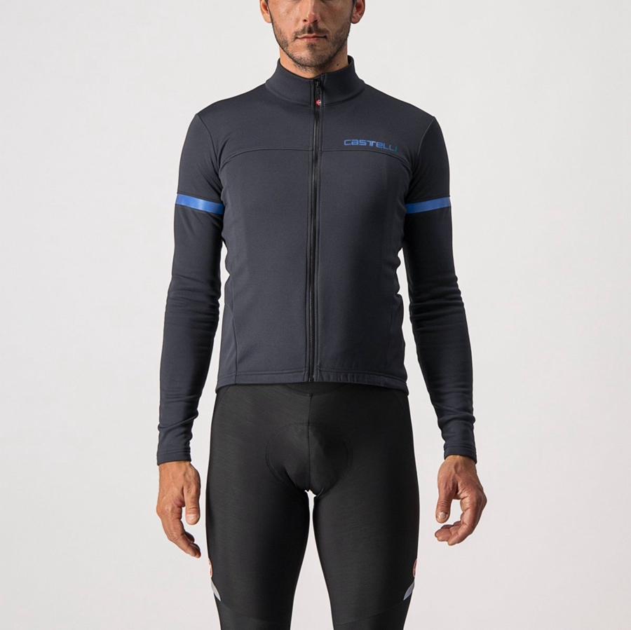 Castelli FONDO 2 FZ メンズ ユニフォーム 黒 青 | 654930-LIS