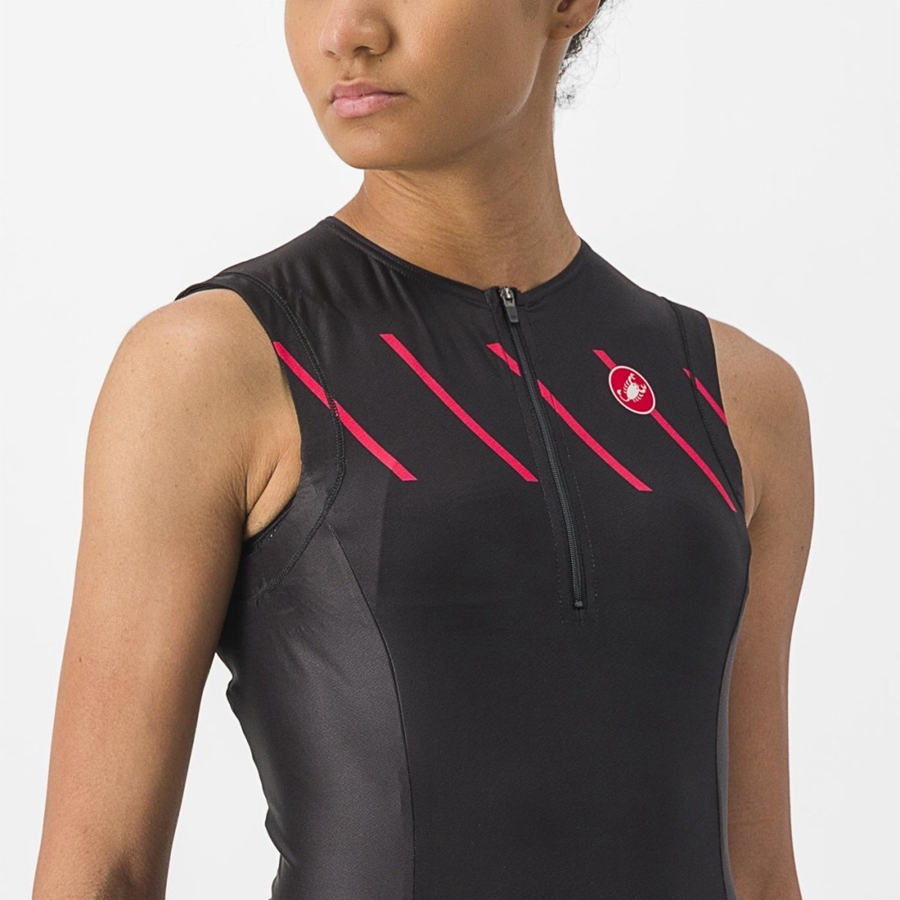 Castelli FREE 2 W TRI SINGLET レディース スーツ 黒 | 728346-JKW