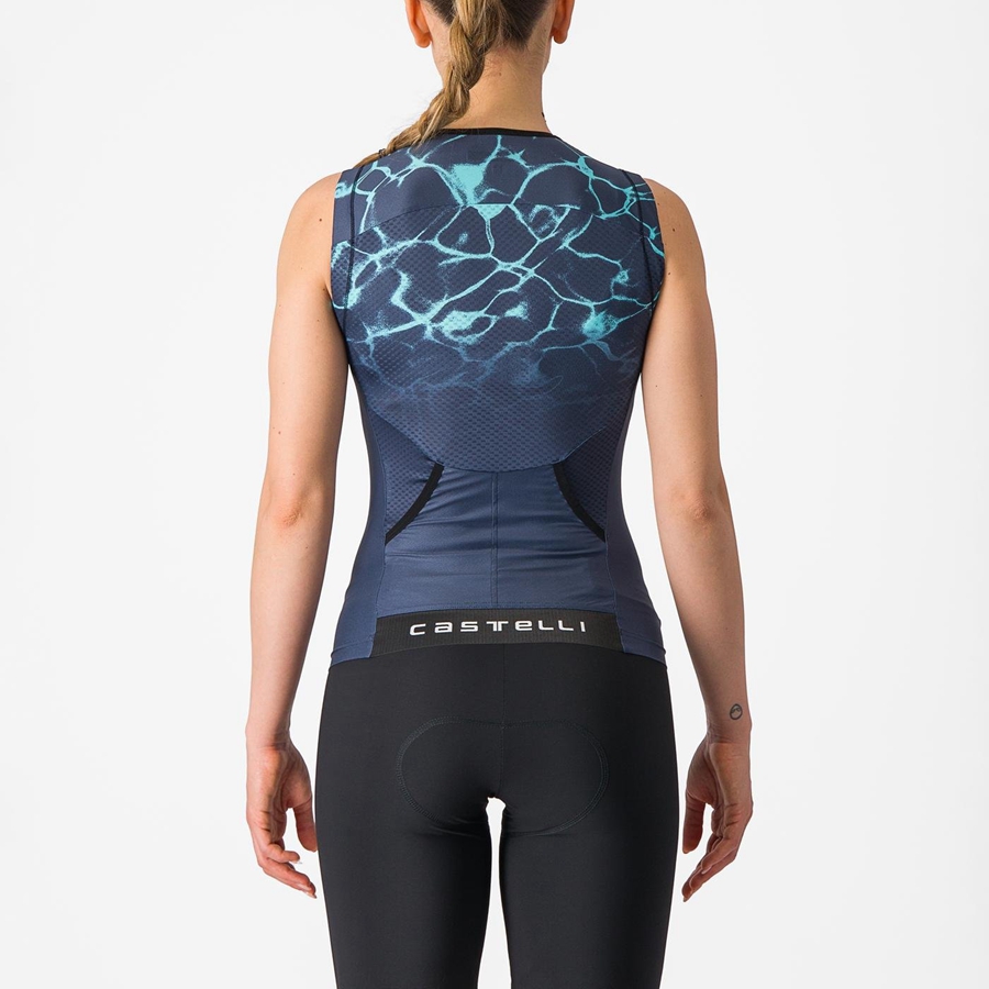 Castelli FREE 2 W TRI SINGLET レディース スーツ 青 ライト | 032156-ZCI