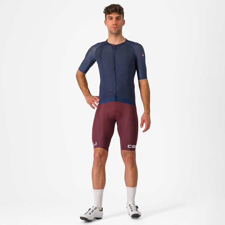 Castelli FREE AERO RC CLASSIC メンズ ビブショーツ 深いボルドー 白 | 249835-HYF