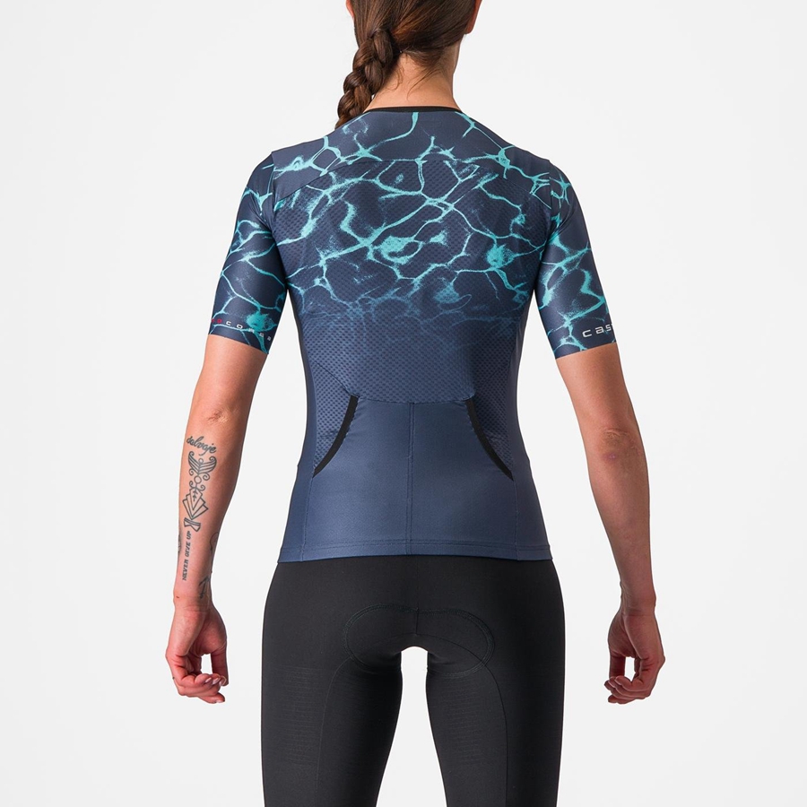 Castelli FREE SPEED 2 W RACE TOP レディース スーツ 青 ライトターコイズ | 417283-CFD