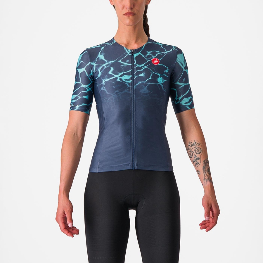 Castelli FREE SPEED 2 W RACE TOP レディース スーツ 青 ライトターコイズ | 417283-CFD