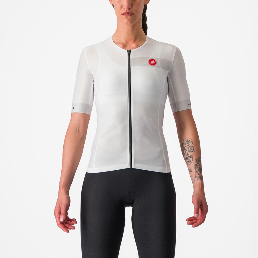 Castelli FREE SPEED 2 W RACE TOP レディース スーツ 白 黒 | 596831-JKX