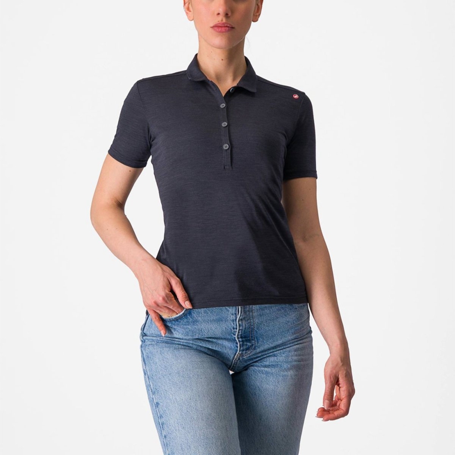 Castelli MERINO W POLO レディース Casual 黒 | 574860-GWH