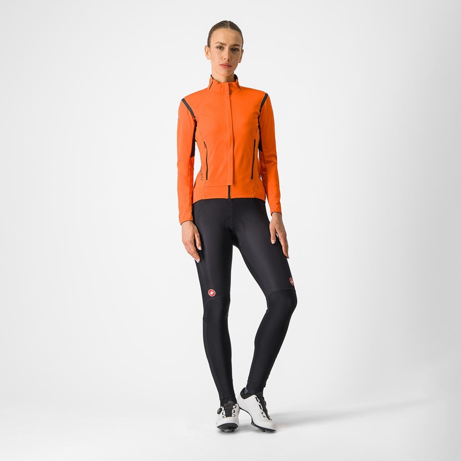 Castelli PERFETTO RoS 2 W レディース ジャケット 赤 オレンジ 黒 | 140857-TDJ