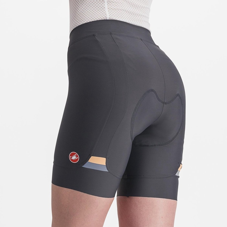 Castelli PRIMA レディース ショートパンツ 暗グレー オレンジ | 436980-SJZ