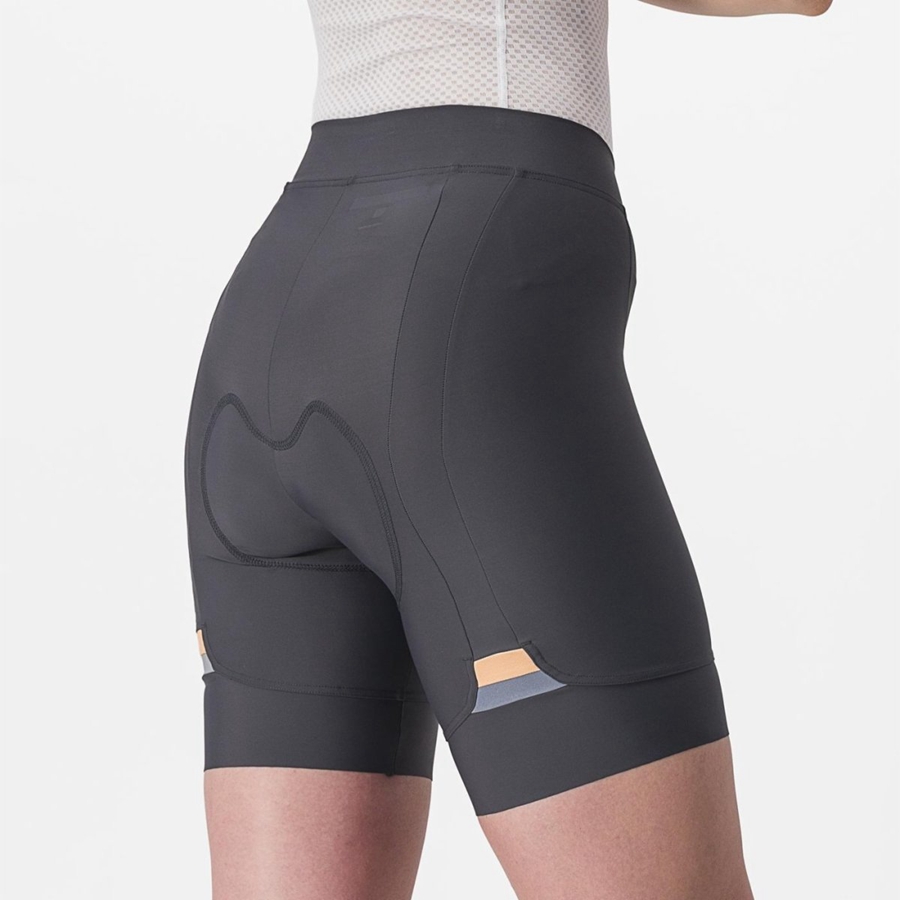 Castelli PRIMA レディース ショートパンツ 暗グレー オレンジ | 436980-SJZ