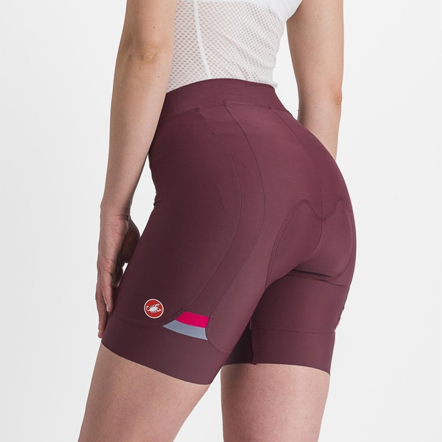 Castelli PRIMA レディース ショートパンツ 深いボルドー 赤 | 713964-EQY