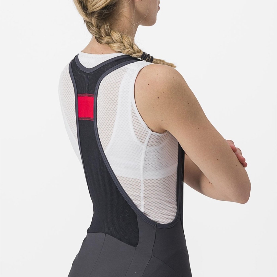 Castelli PRIMA レディース ビブショーツ 暗グレー オレンジ | 728360-GXA