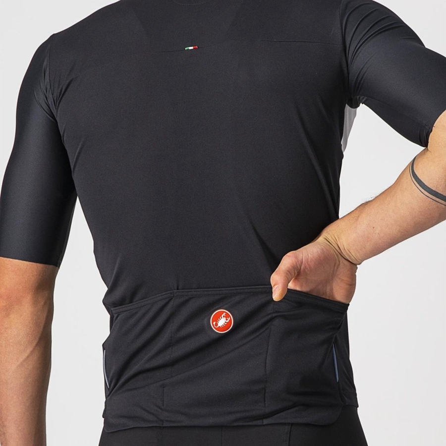 Castelli PROLOGO 7 メンズ ユニフォーム 黒 シルバー グレー 白 | 724801-TRC